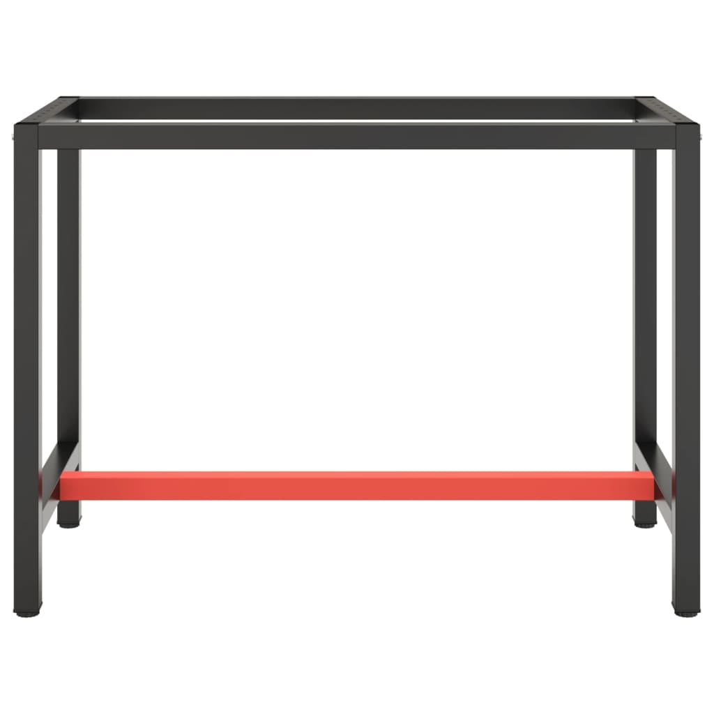 vidaXL Work Bench Frame Matte Black and Matte Red 43.3"x19.7"x31.1" Metal