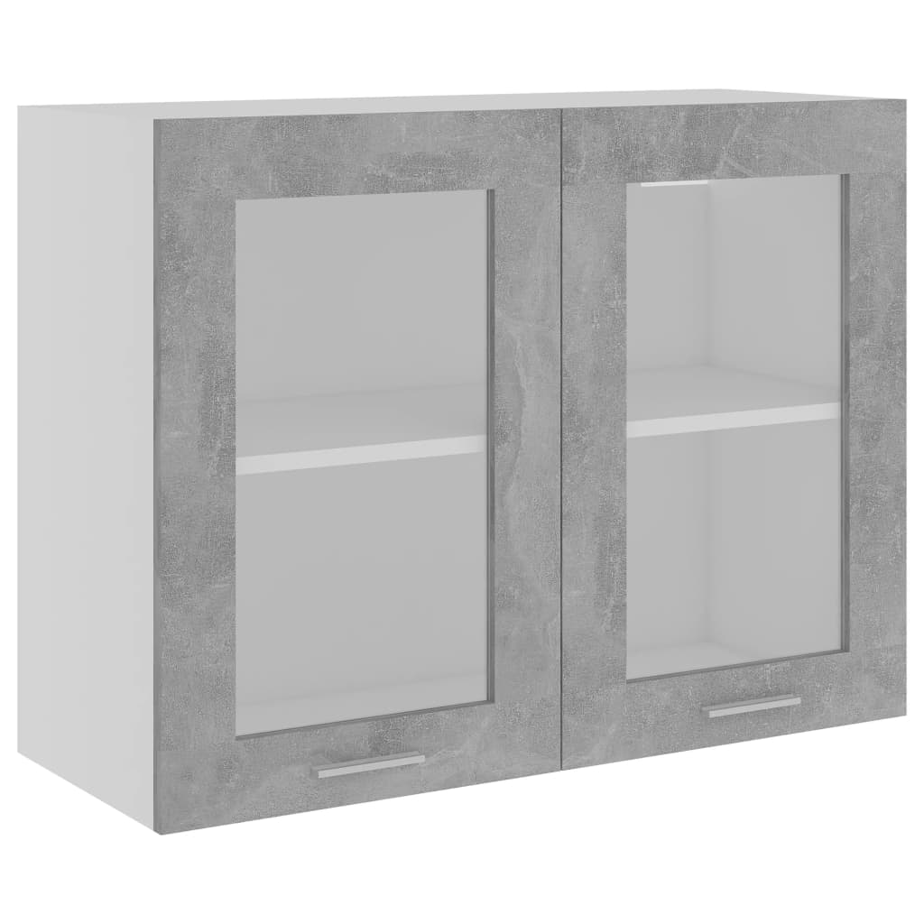 vidaXL Hanging Glass Cabinet Concrete Gray 31.5"x12.2"x23.6" Engineered Wood