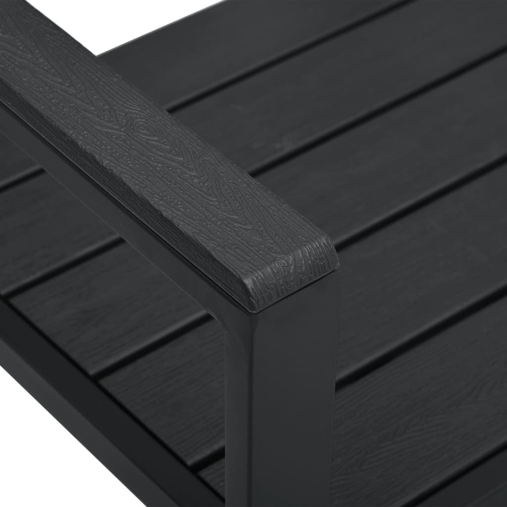 vidaXL Patio Bench 47.2" HDPE Black Wood Look