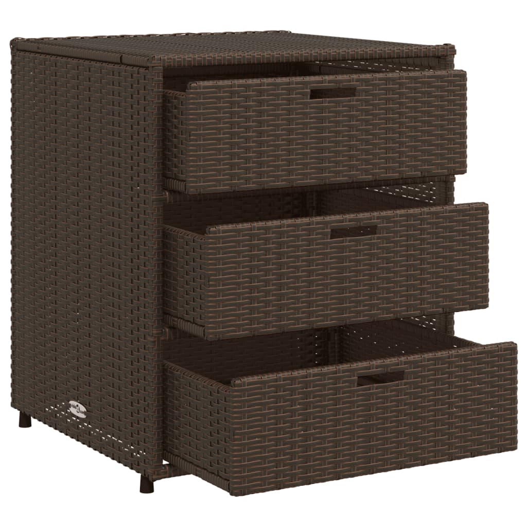 vidaXL Patio Storage Cabinet Brown 21.7"x23.2"x27.2" Poly Rattan