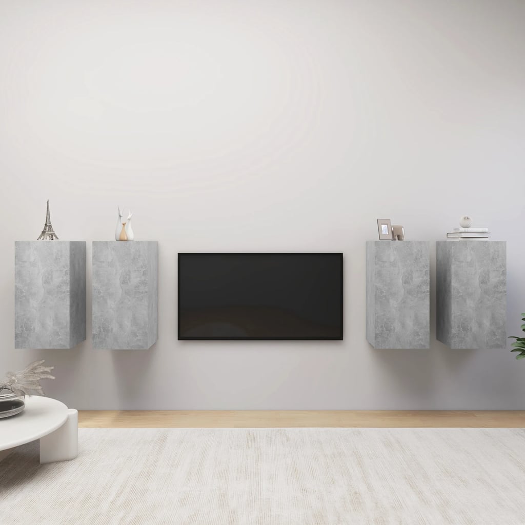 vidaXL TV Stands 4 pcs Concrete Gray 12"x11.8"x23.6" Engineered Wood
