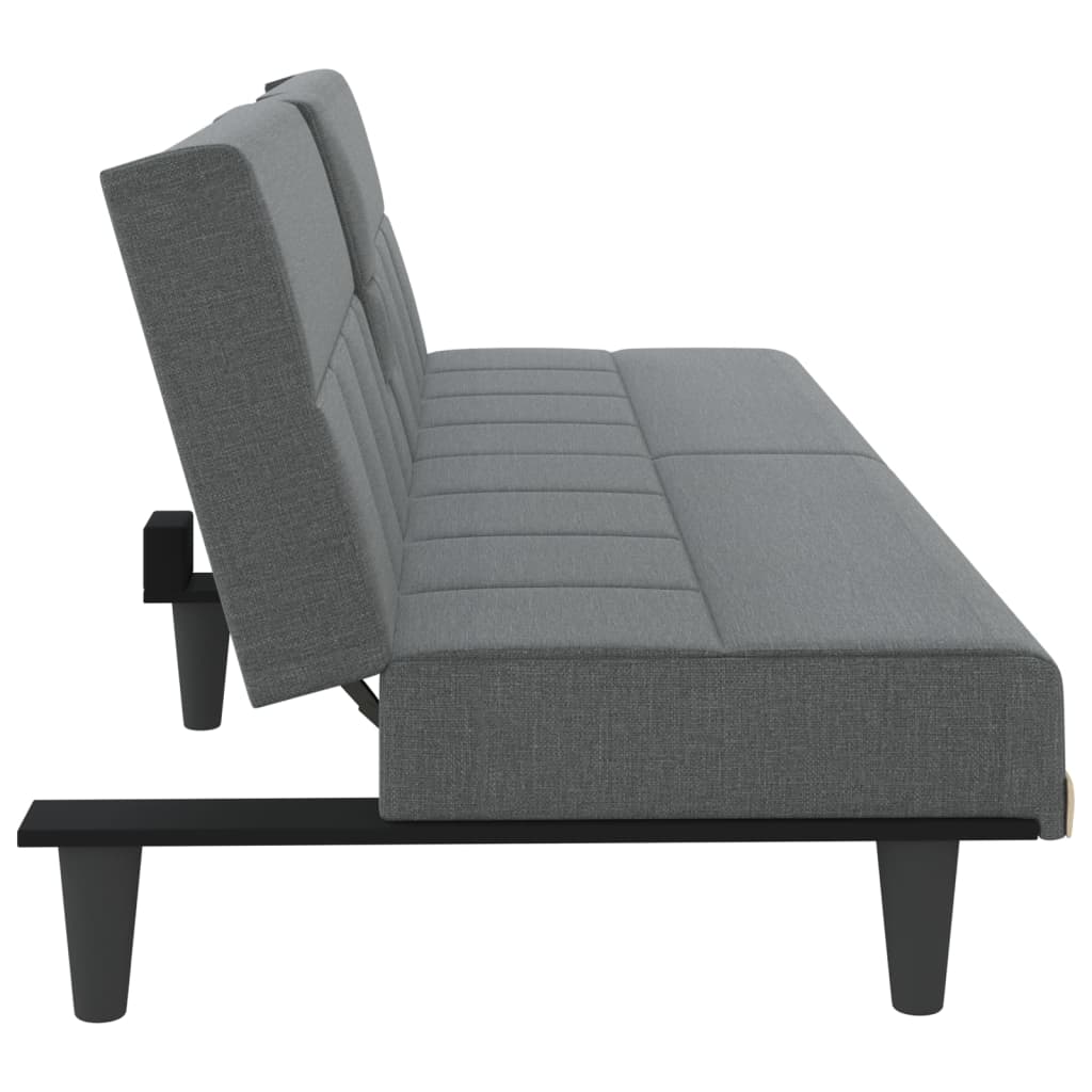 vidaXL Sofa Bed with Cup Holders Dark Gray Fabric
