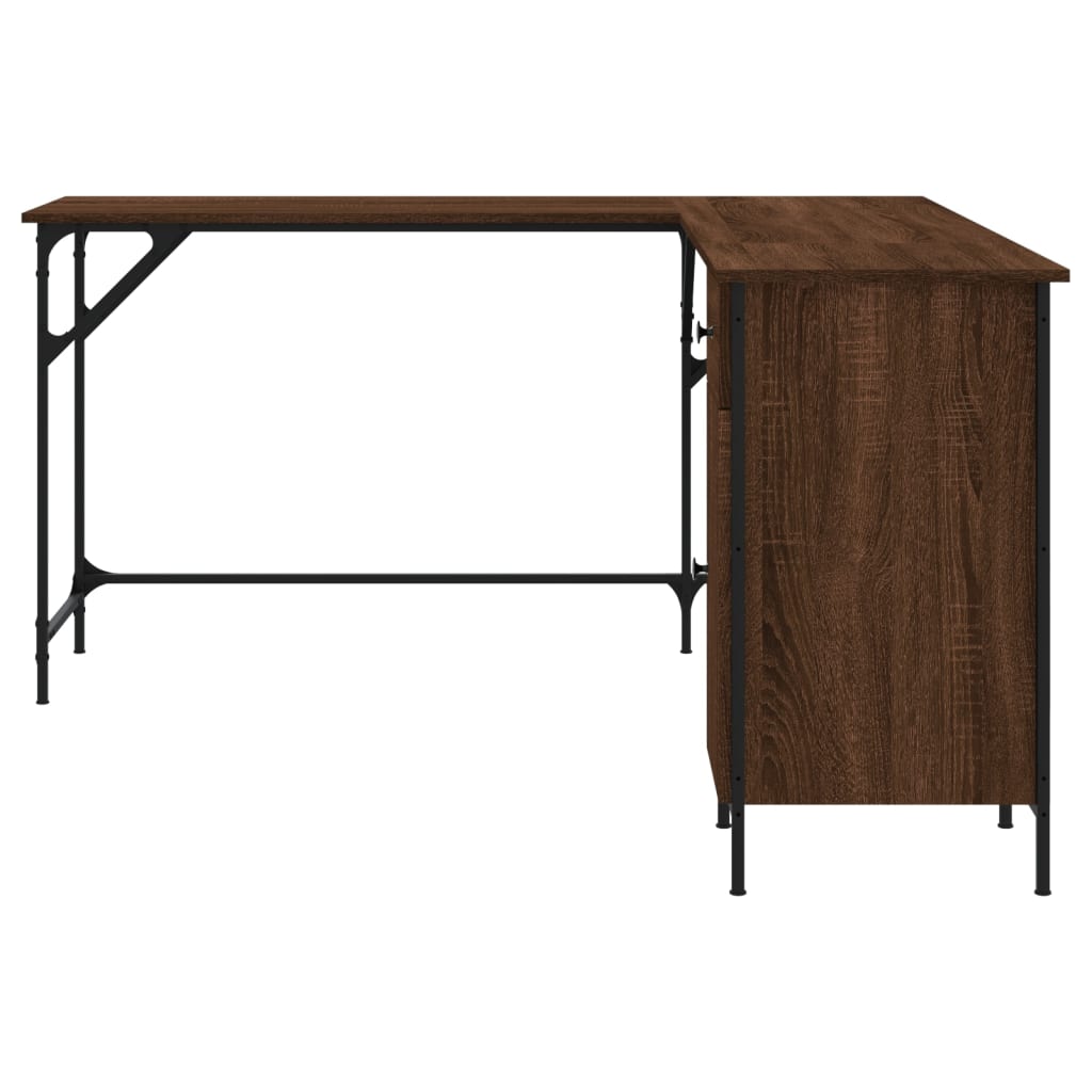 vidaXL Desk Brown Oak 55.5"x55.5"x29.5" Engineered Wood