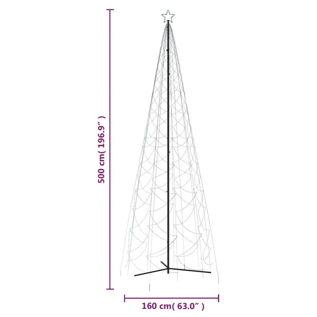 vidaXL Christmas Cone Tree Blue 1400 LEDs 5x16 ft