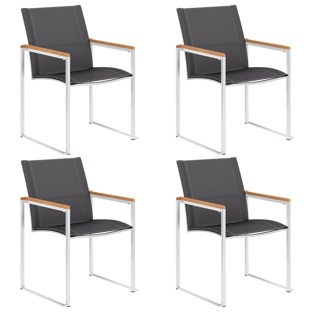 vidaXL Patio Chairs 4 pcs Textilene and Stainless Steel Gray