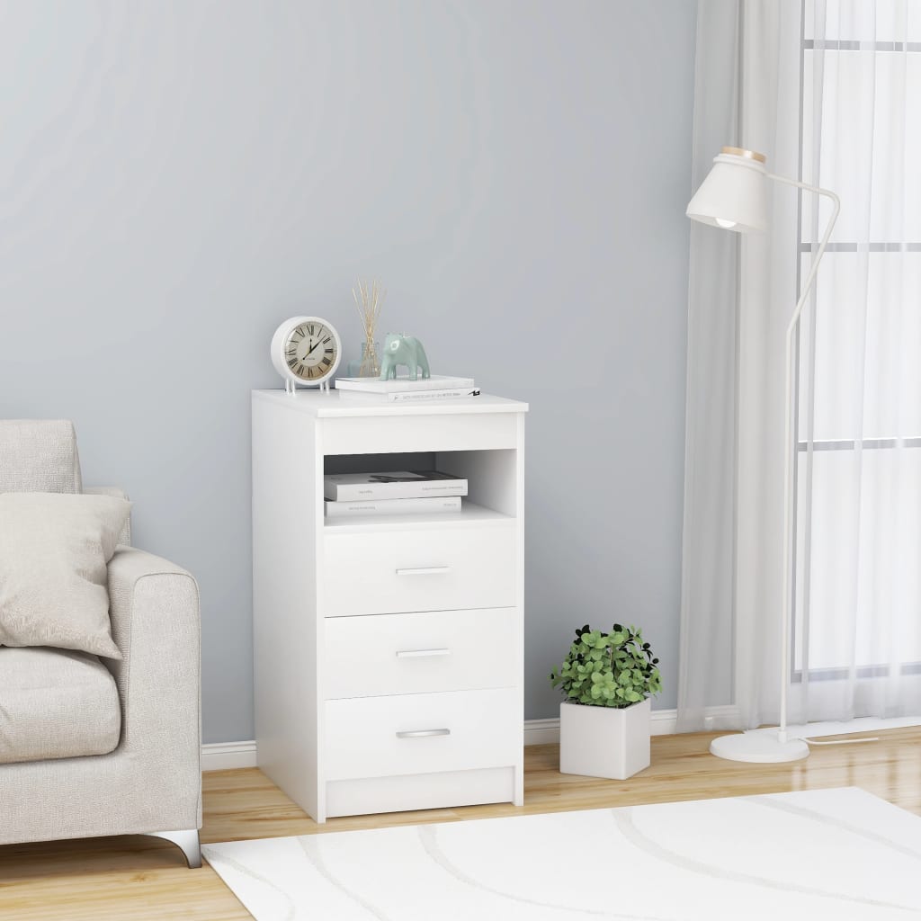 vidaXL Drawer Cabinet White 15.7"x19.7"x29.9" Engineered Wood