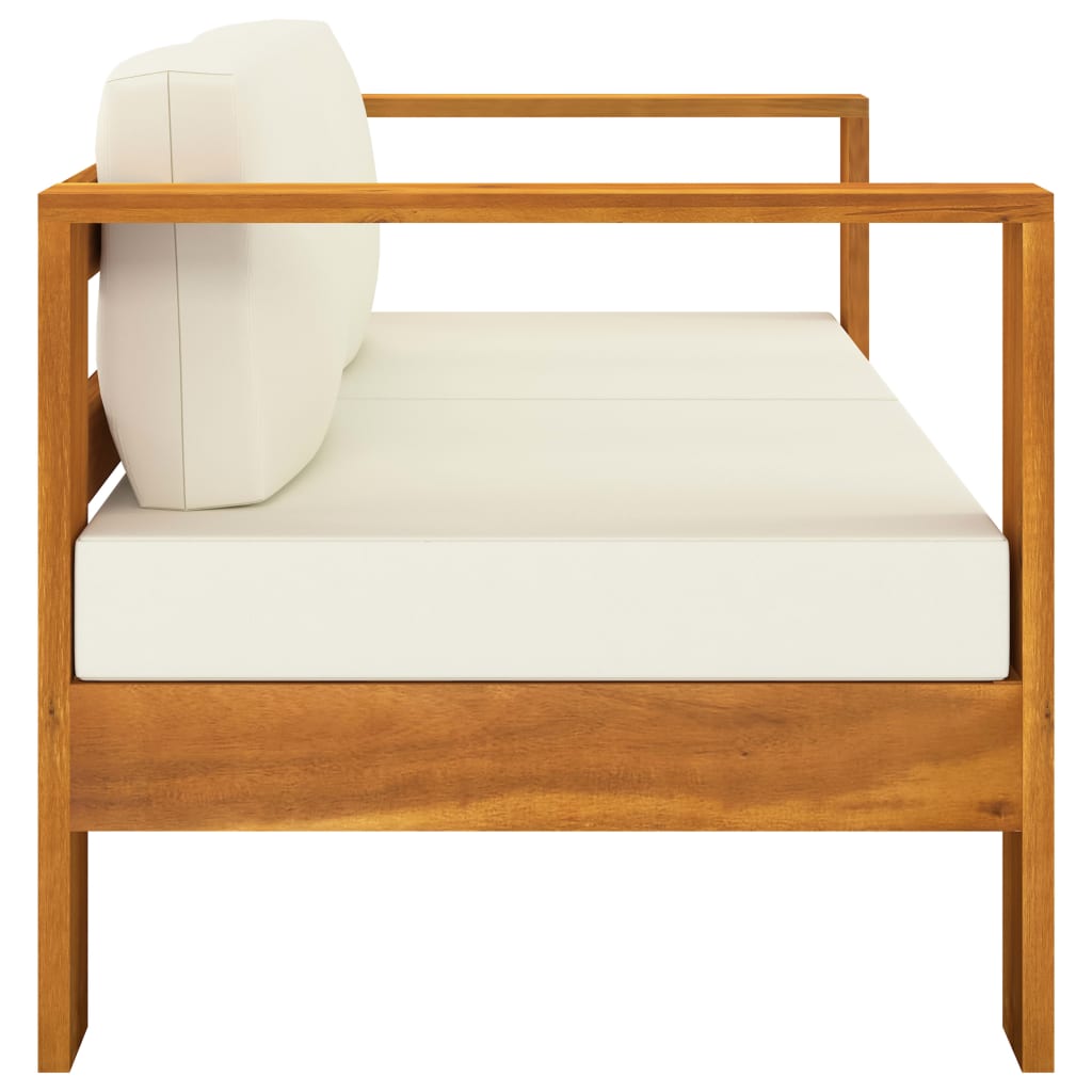 vidaXL 10 Piece Patio Lounge Set with Cream White Cushions Acacia Wood