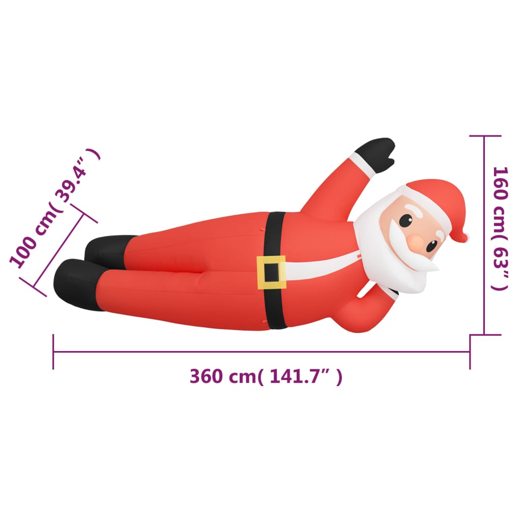 vidaXL Christmas Inflatable Lying Santa LED 63"