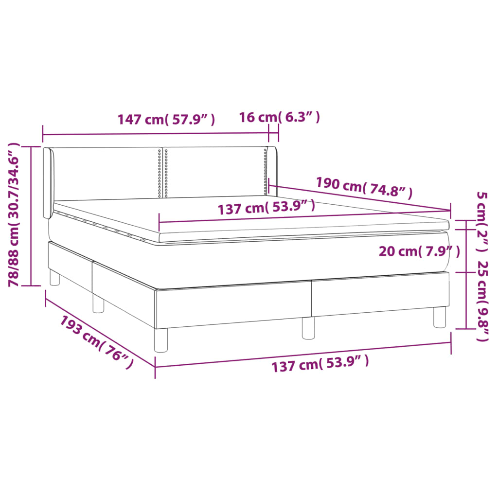 vidaXL Box Spring Bed with Mattress Black Full Faux Leather