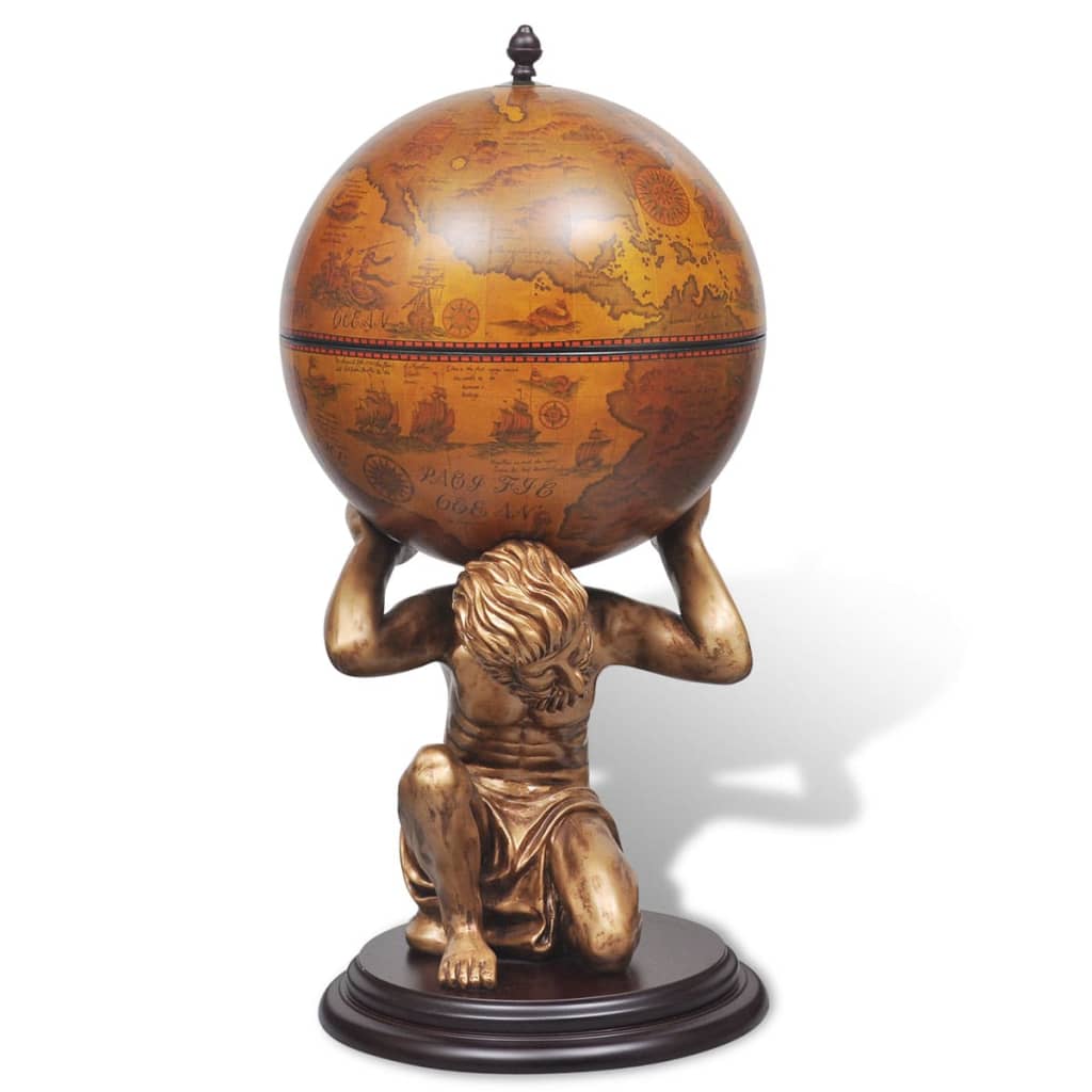 vidaXL Globe Bar Wine Stand Atlas Design 16.5"x16.5"x33.5"