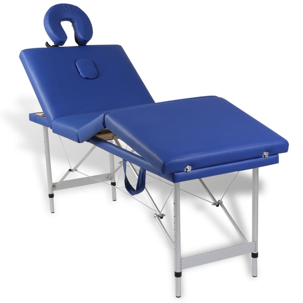 vidaXL Blue Foldable Massage Table 4 Zones with Aluminum Frame