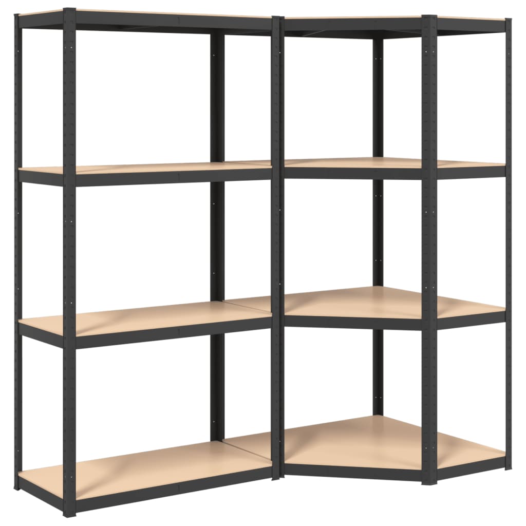 vidaXL 4-Layer Shelves 2 pcs Anthracite Steel&Engineered Wood