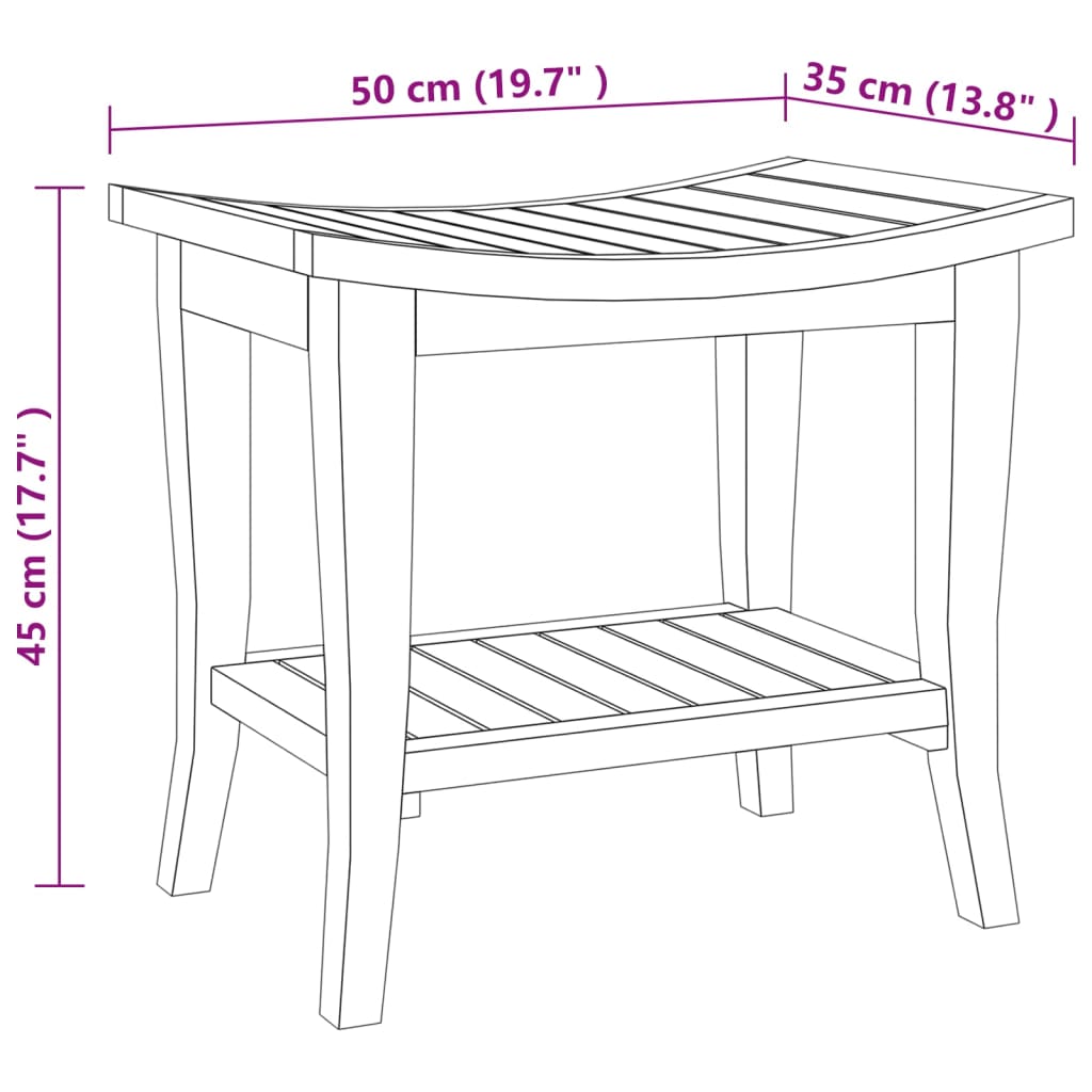 vidaXL Bathroom Side Table 19.7"x13.8"x17.7" Solid Wood Teak