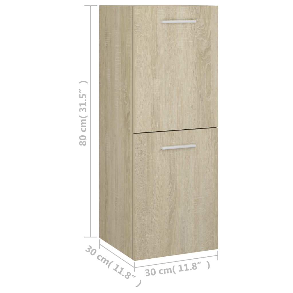 vidaXL Bathroom Cabinet Sonoma Oak 11.8"x11.8"x31.5" Engineered Wood