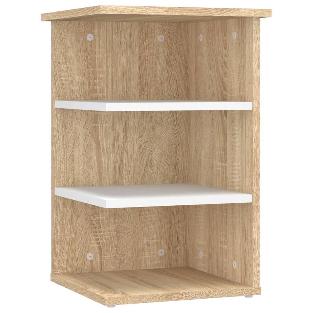 vidaXL Side Cabinet Sonoma Oak and White 13.8"x13.8"x21.7" Engineered Wood