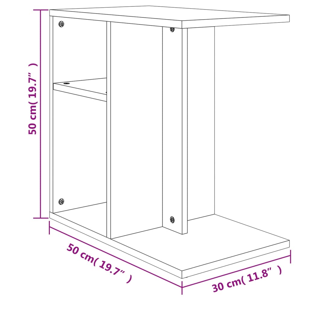 vidaXL Side Table Sonoma Oak 19.7"x11.8"x19.7" Engineered Wood