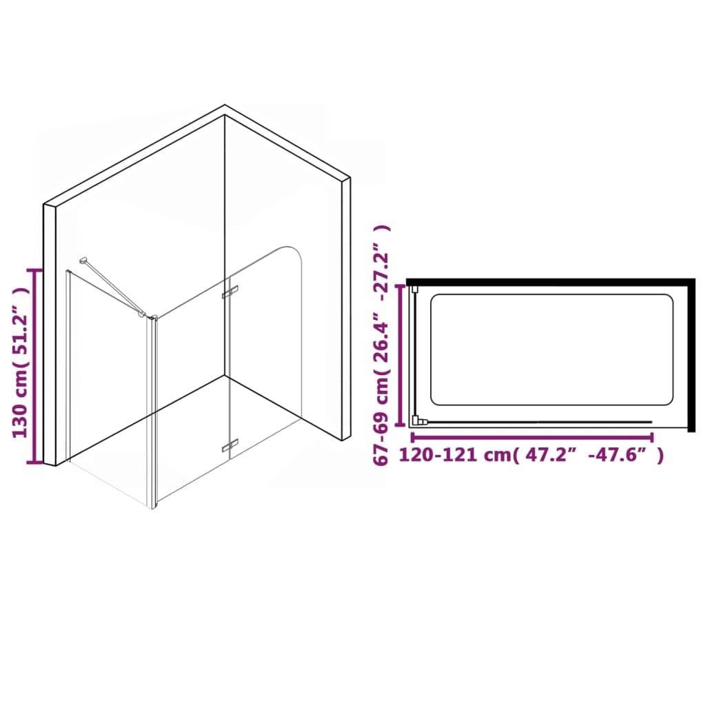 vidaXL Bi-Folding Shower Enclosure ESG 47.2"x26.8"x51.2"