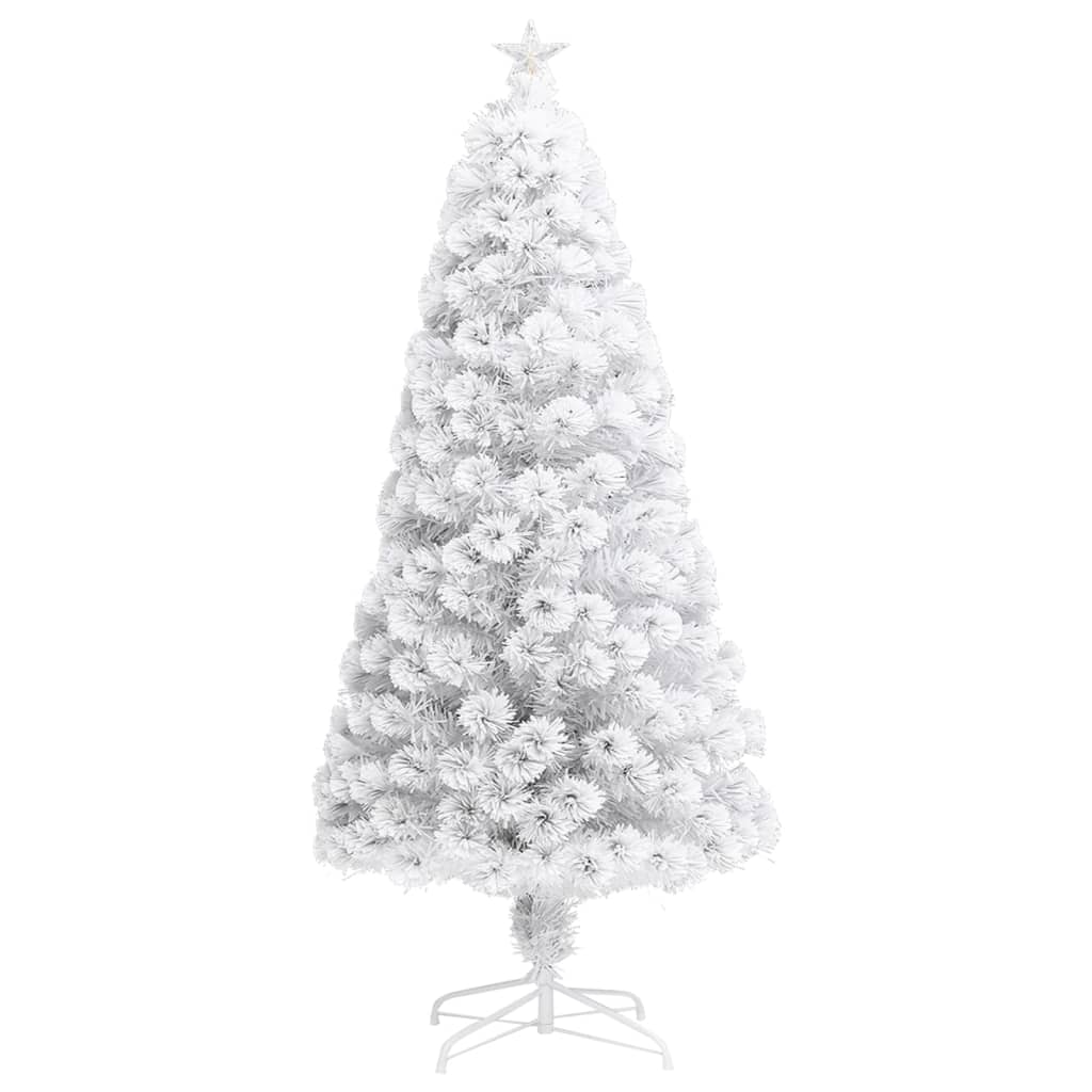 vidaXL Artificial Christmas Tree with LED White 4 ft Fiber Optic