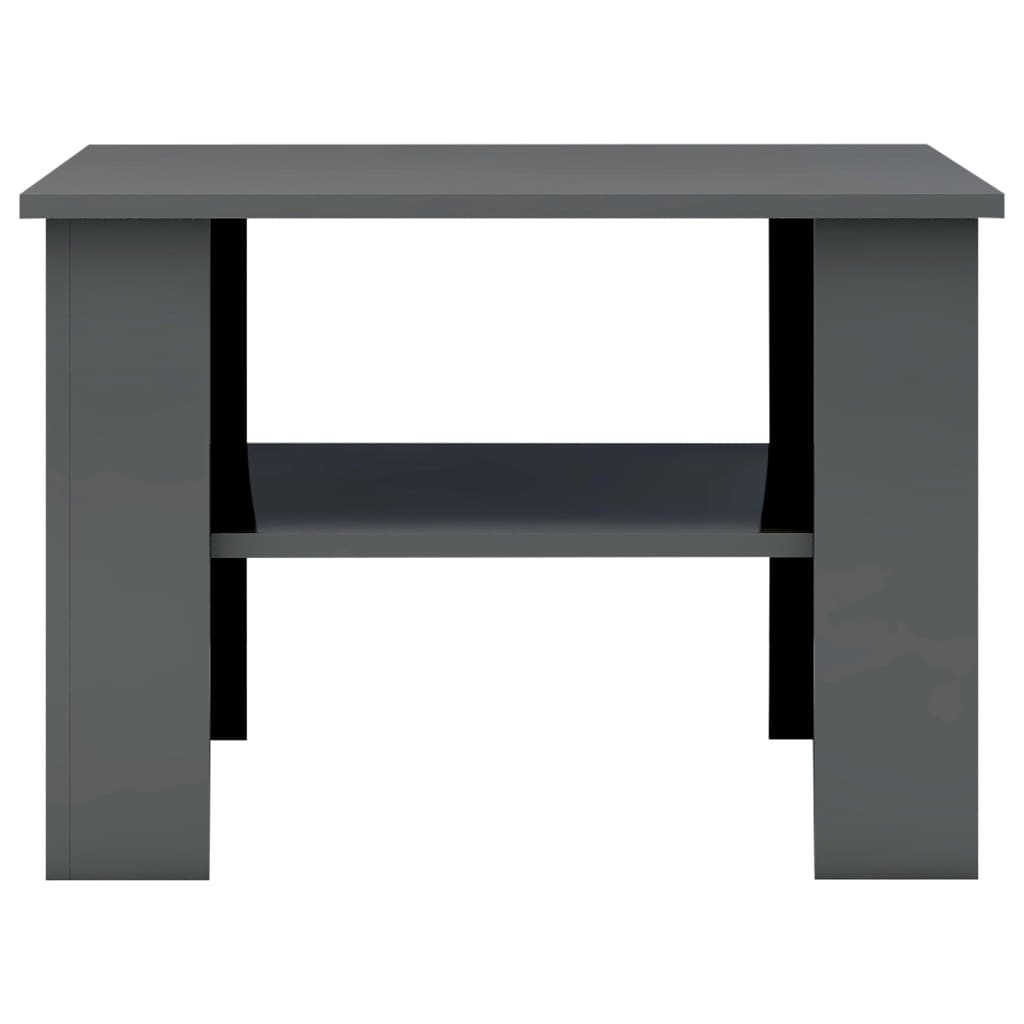 vidaXL Coffee Table High Gloss Gray 23.6"x23.6"x16.5" Engineered Wood