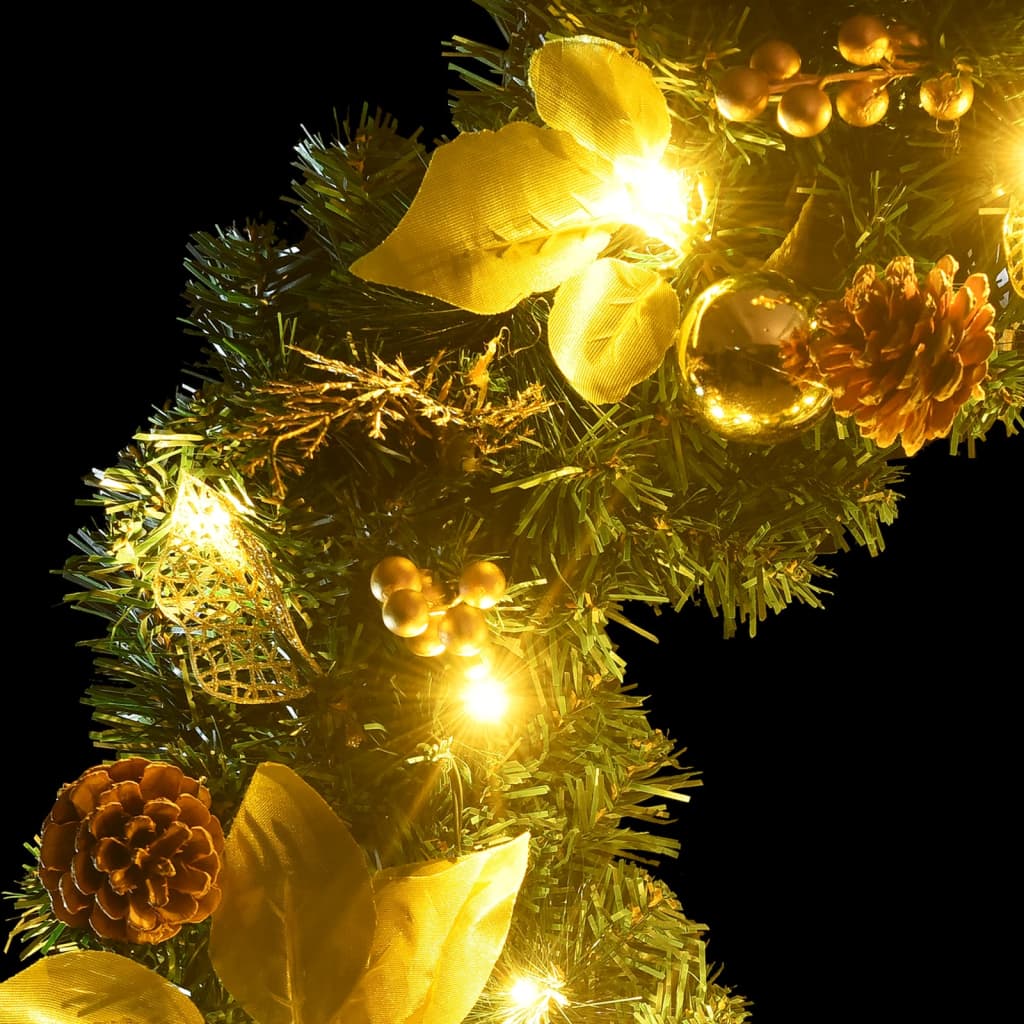 vidaXL Christmas Wreath with LED Lights Green 23.6" PVC