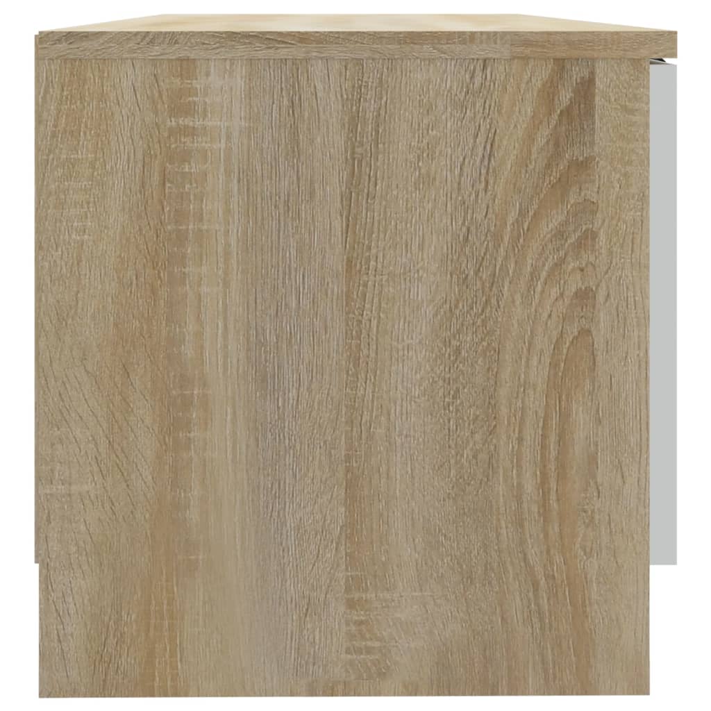 vidaXL TV Stand White and Sonoma Oak 31.5"x13.8"x14.4" Engineered Wood