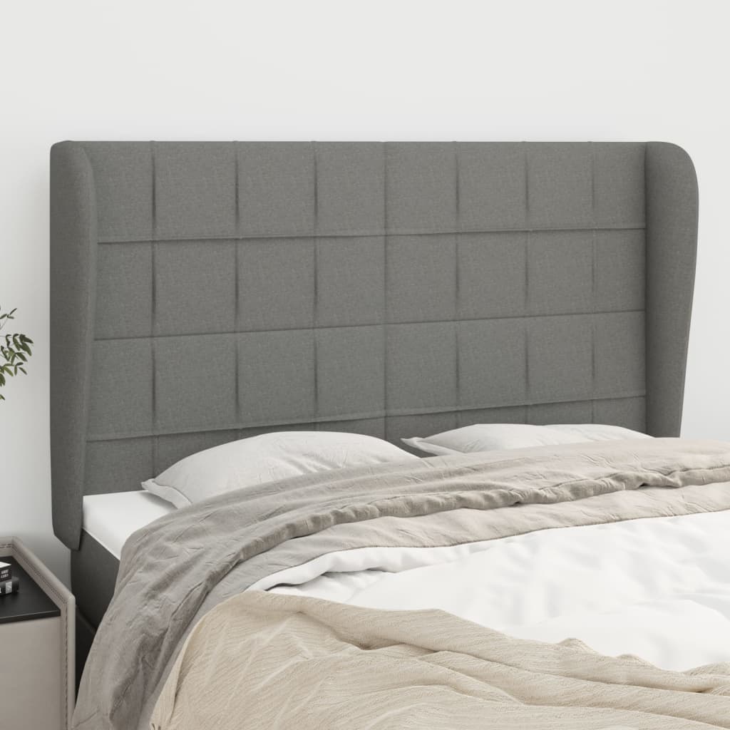 vidaXL Headboard with Ears Dark Gray 57.9"x9.1"x46.5"/50.4" Fabric