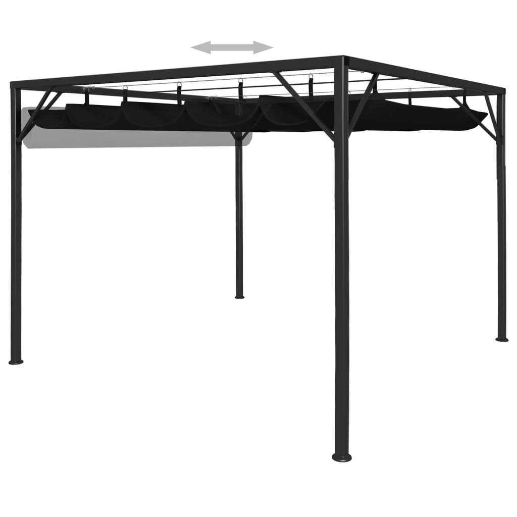 vidaXL Garden Gazebo with Retractable Roof Canopy 9.8'x9.8' Anthracite