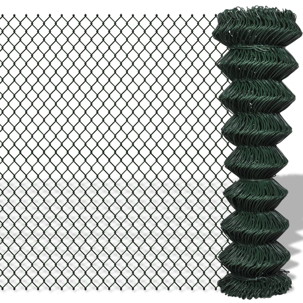 vidaXL Chain Link Fence Steel 4.9'x82' Green