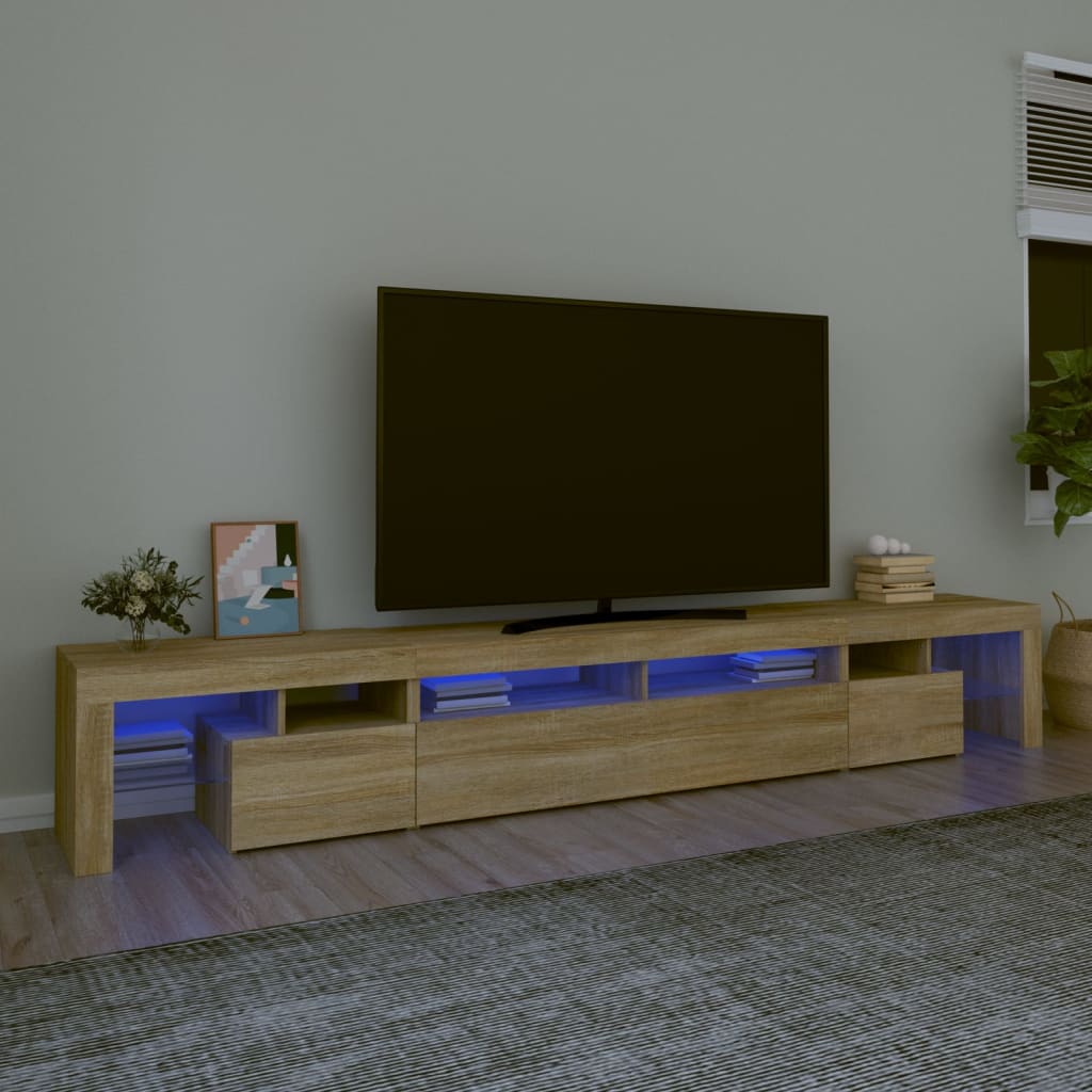 vidaXL TV Stand with LED Lights Sonoma Oak 102.4"x14.4"x15.7"