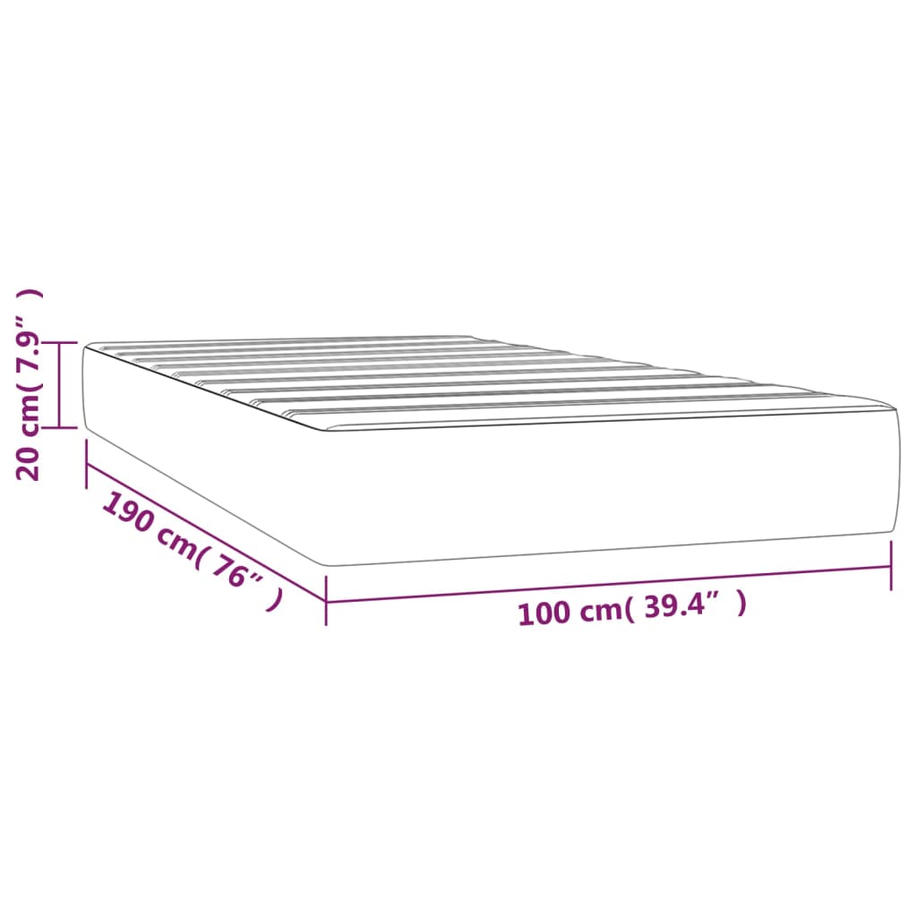 vidaXL Pocket Spring Bed Mattress Light Gray 39.4"x74.8"x7.9" Twin Velvet