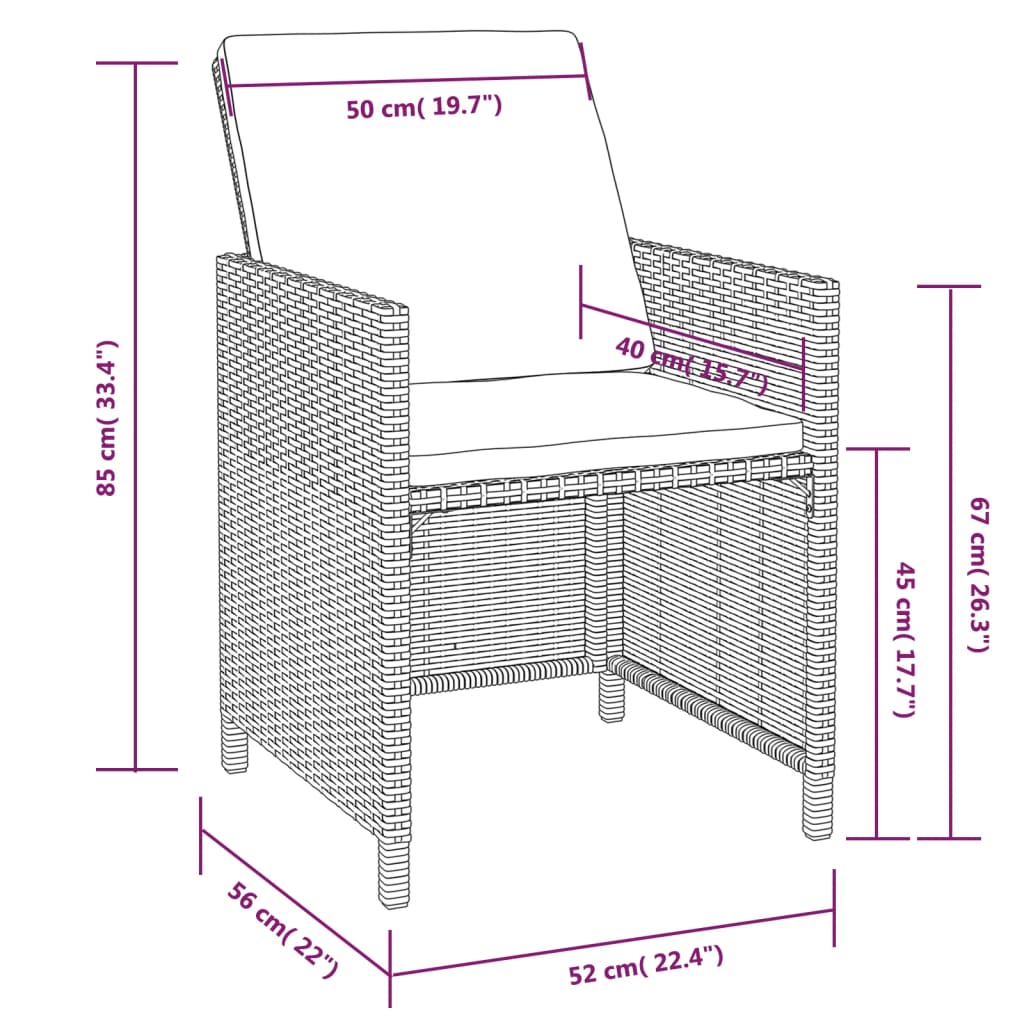 vidaXL 11 Piece Patio Dining Set Poly Rattan and Acacia Wood Black