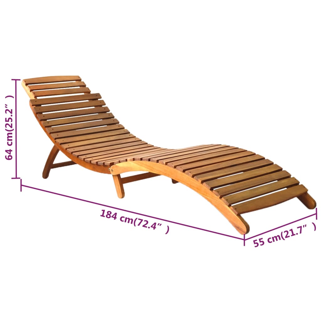 vidaXL Sun Loungers 2 pcs with Table and Cushions Solid Acacia Wood