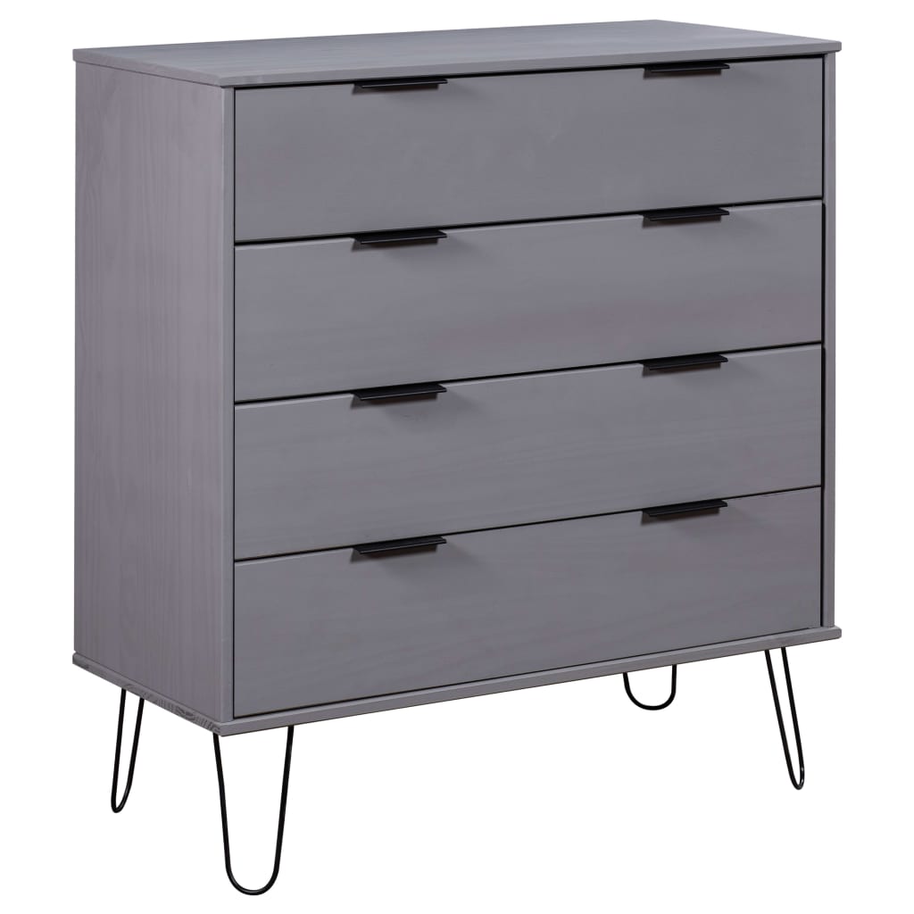 vidaXL Drawer Cabinet Gray 30.1"x15.6"x35.6" Solid Pine Wood