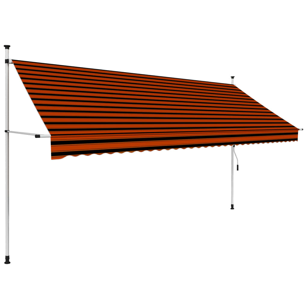 vidaXL Manual Retractable Awning 137.8" Orange and Brown