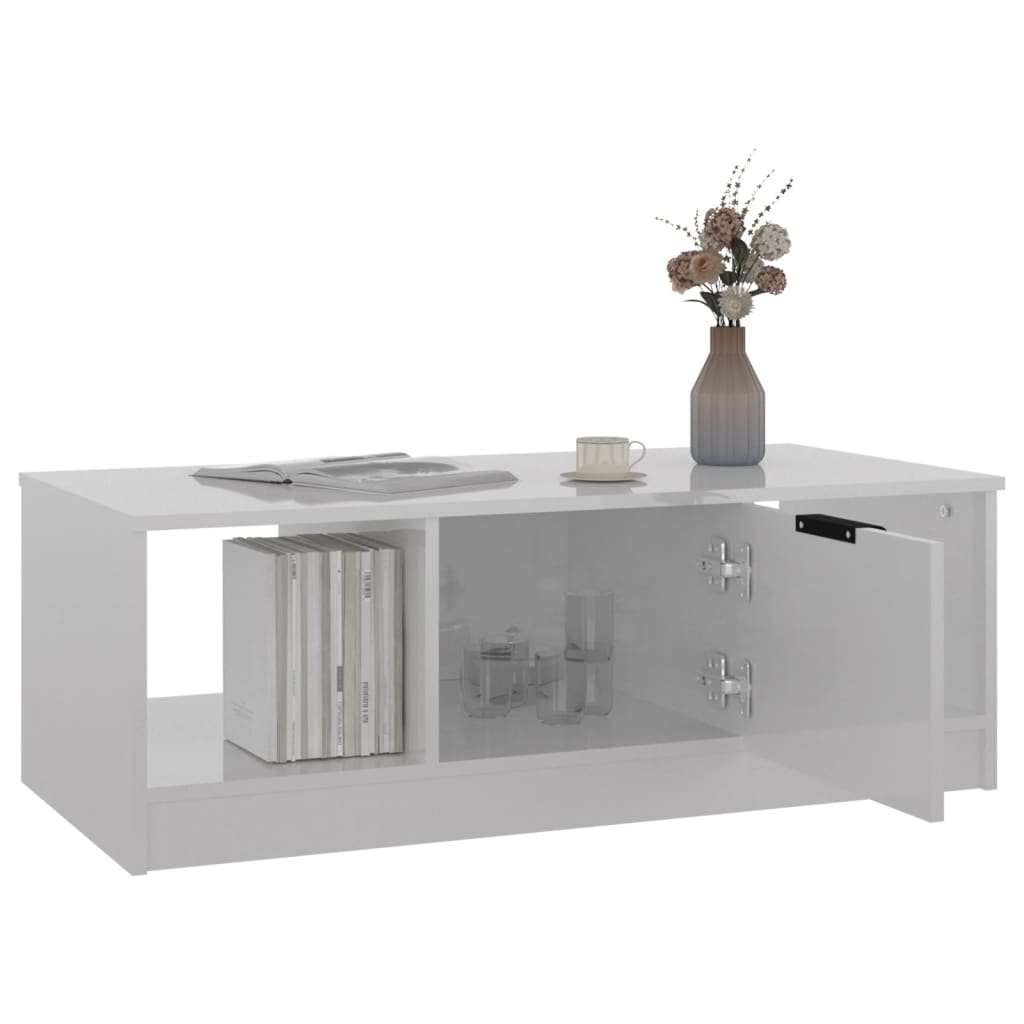 vidaXL Coffee Table High Gloss White 40.2"x19.7"x14.2" Engineered Wood