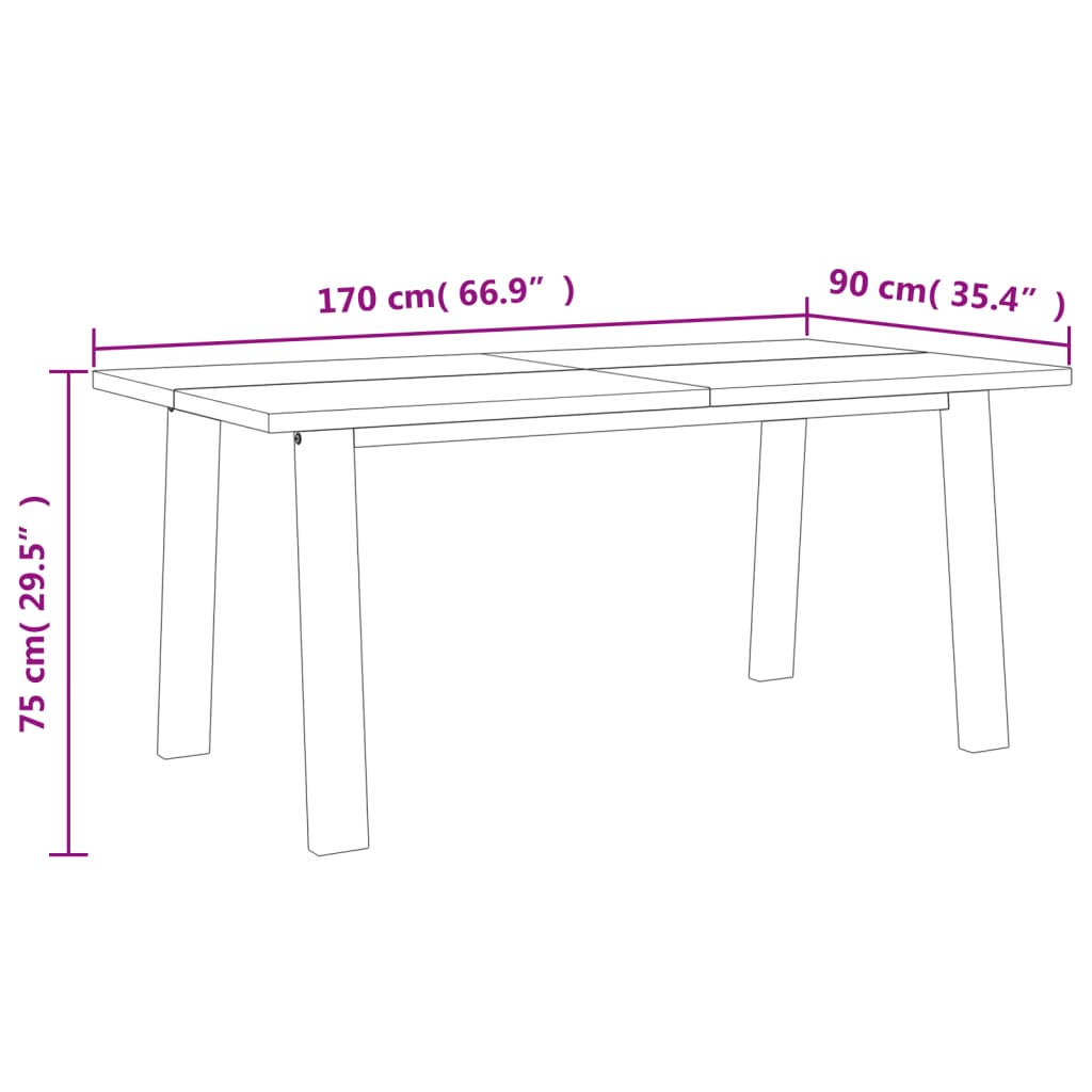 vidaXL Dining Table Solid Acacia Wood 66.9"x35.4"