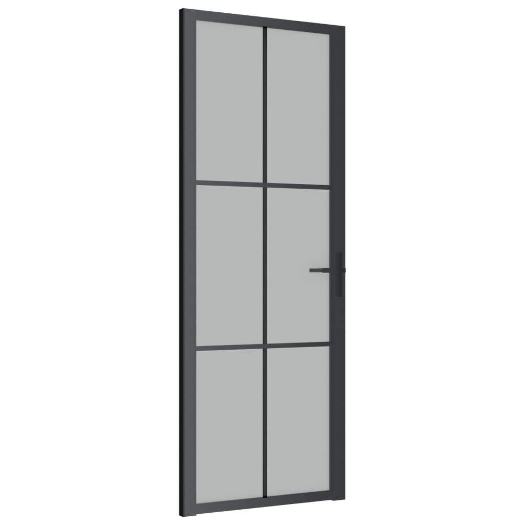 vidaXL Interior Door 29.9"x79.3" Black Matt Glass and Aluminum