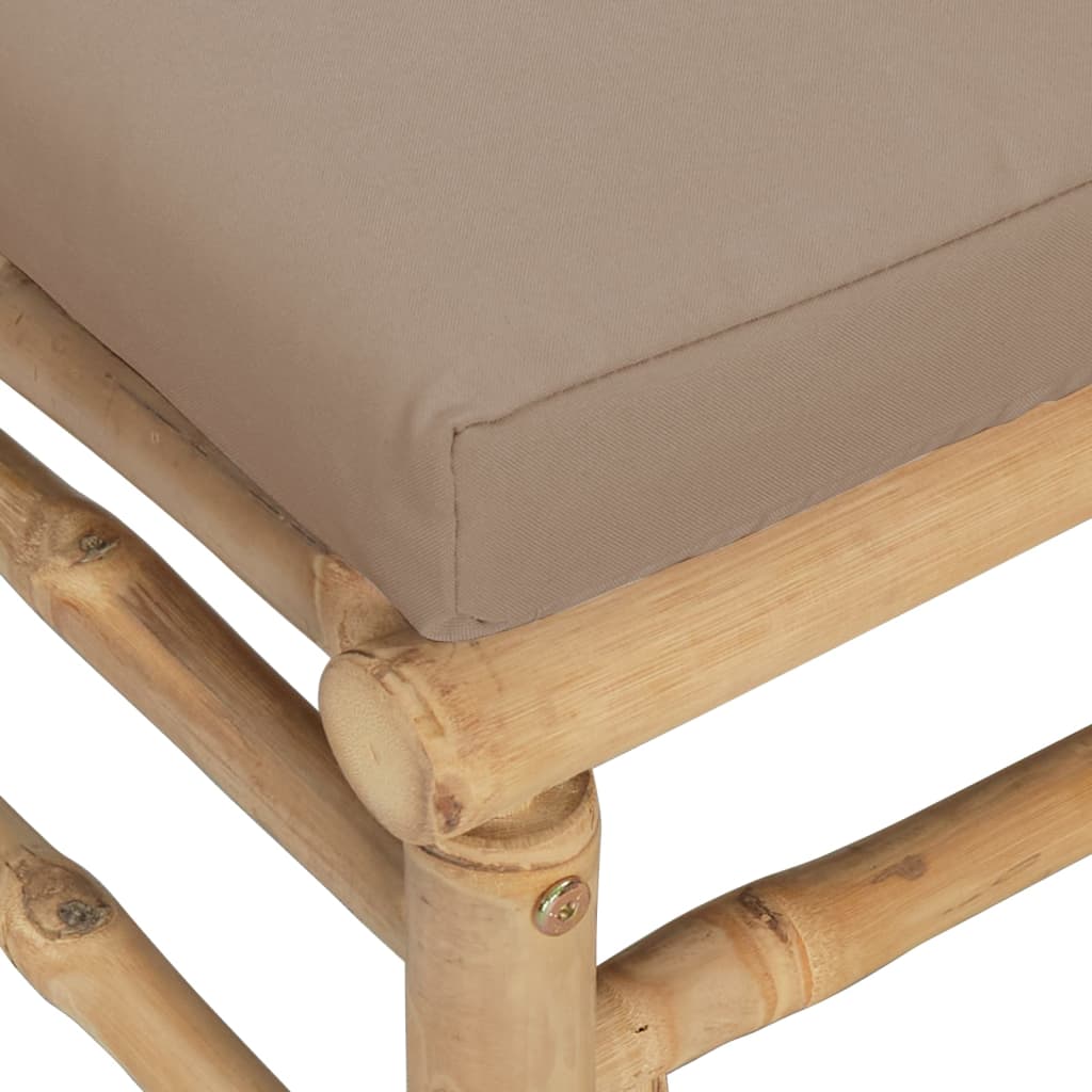 vidaXL Patio Footstool with Taupe Cushion Bamboo