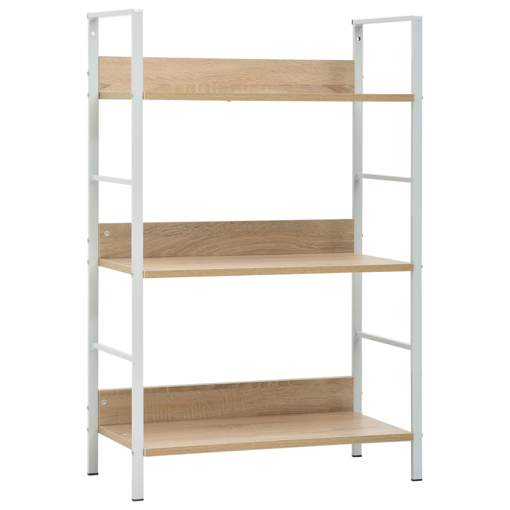 vidaXL 3-Layer Book Shelf Oak 23.6"x10.9"x35.6" Engineered Wood