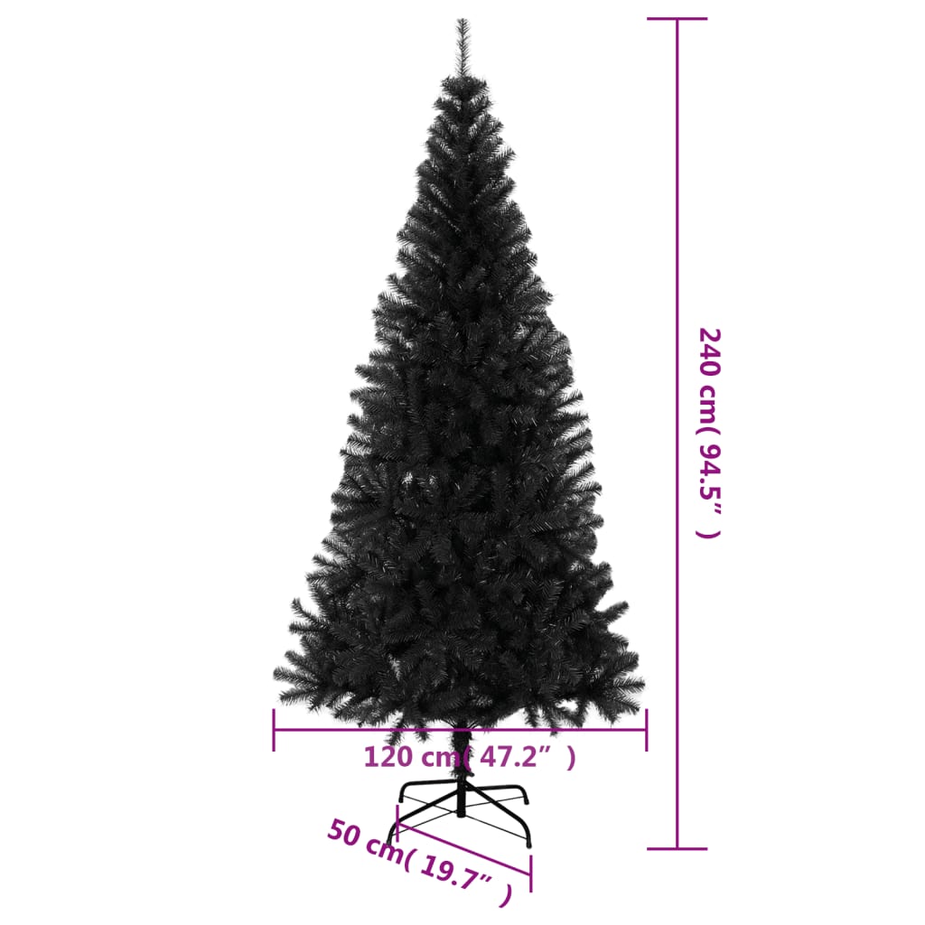 vidaXL Artificial Christmas Tree with Stand Black 8 ft PVC
