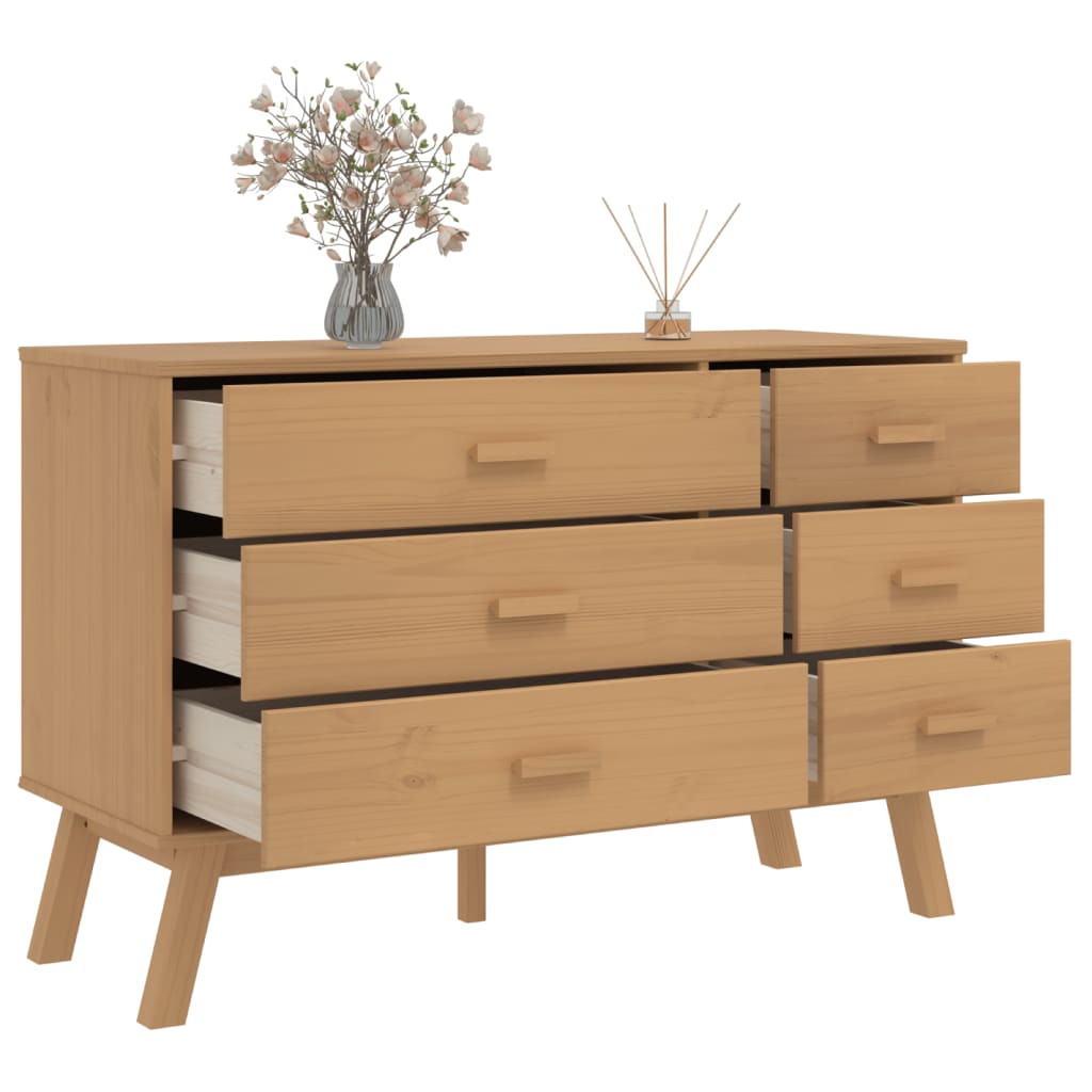 vidaXL Drawer Cabinet OLDEN Brown Solid Wood Pine