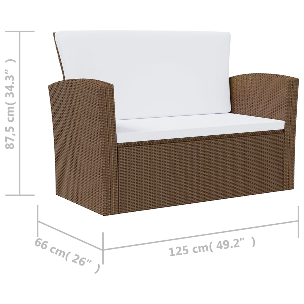 vidaXL 16 Piece Patio Lounge Set with Cushions Poly Rattan Brown