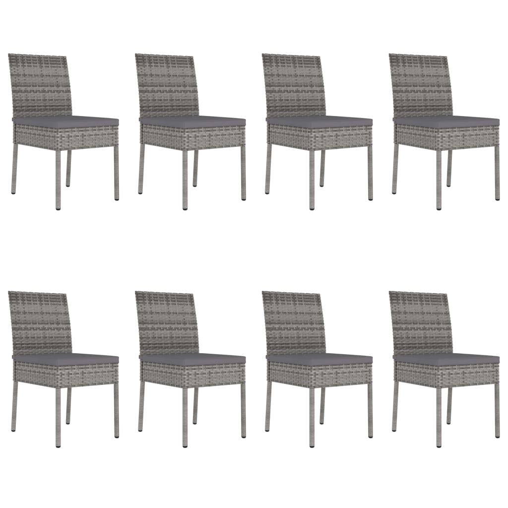 vidaXL 9 Piece Patio Dining Set Poly Rattan Gray