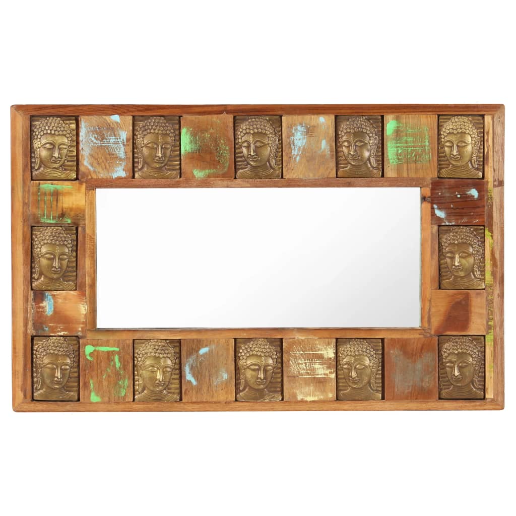 vidaXL Mirror with Buddha Cladding 31.5"x19.7" Solid Reclaimed Wood