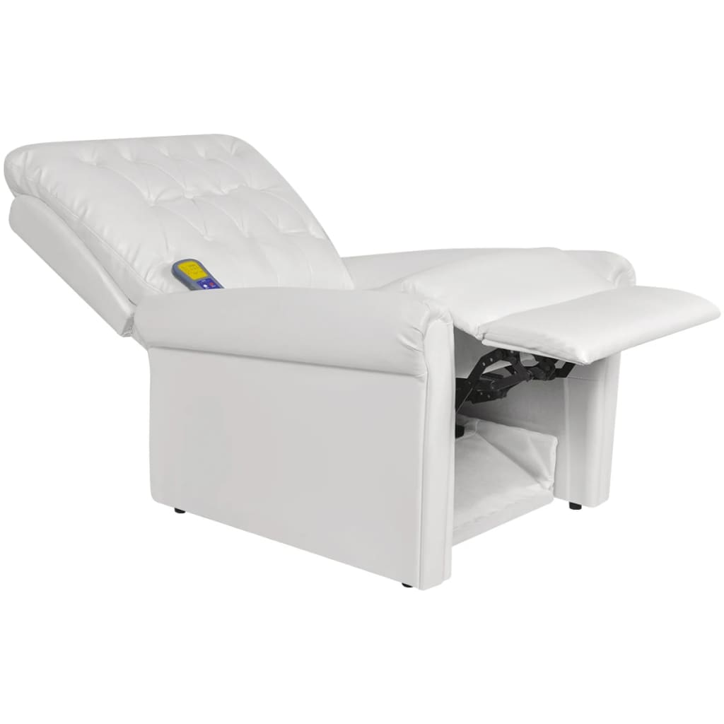 vidaXL Recliner Massage Chair White Faux Leather