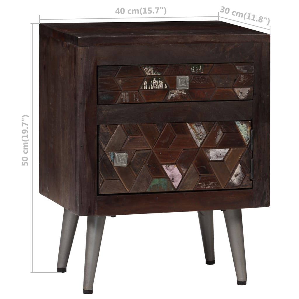 vidaXL Bedside Cabinet Solid Reclaimed Wood 15.7"x11.8"x19.6"