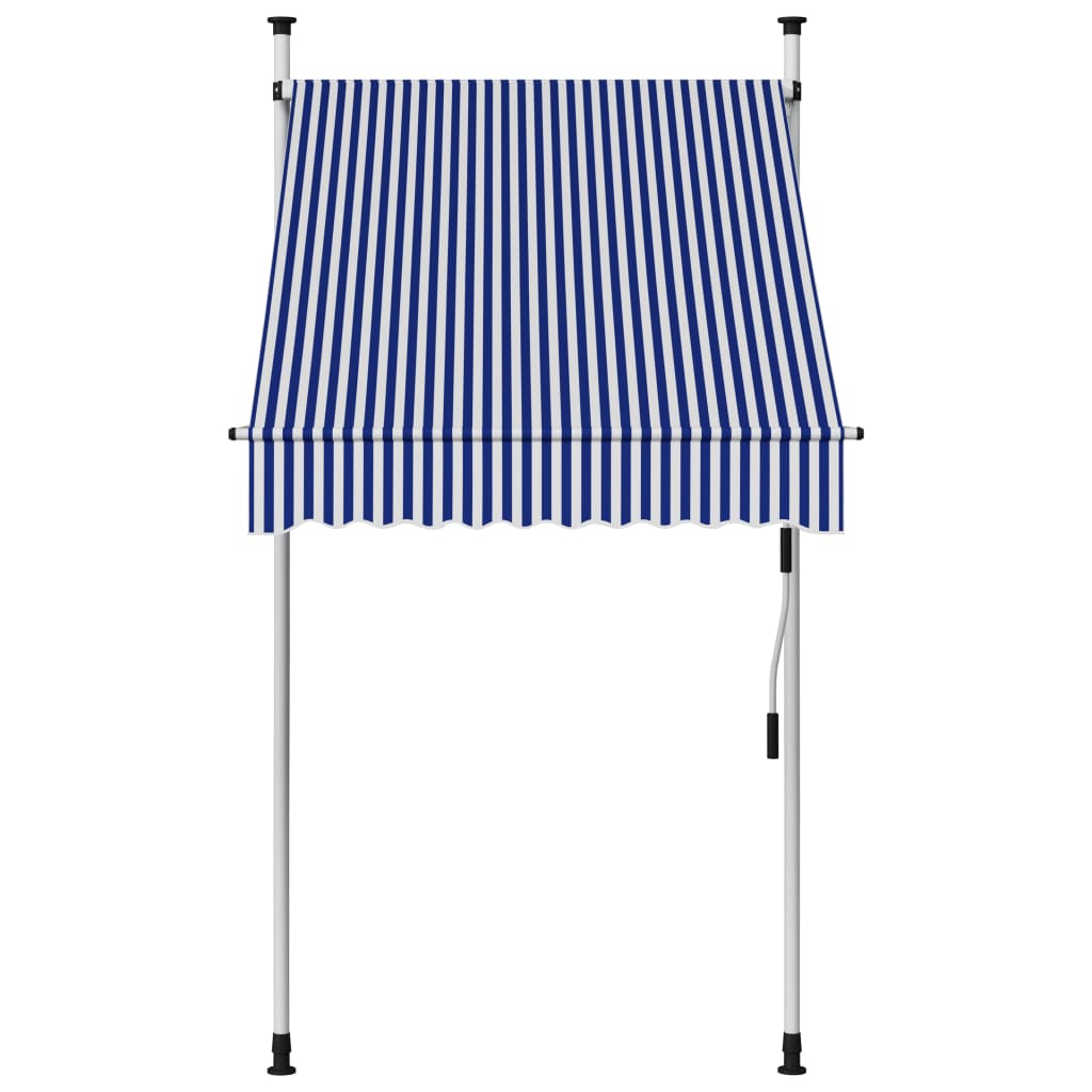 vidaXL Manual Retractable Awning 39.4" Blue and White Stripes