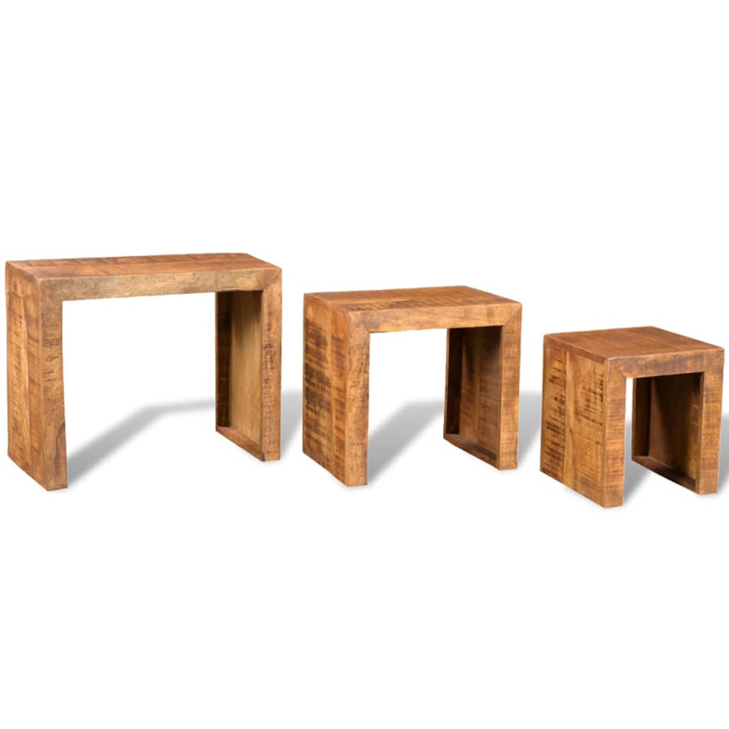 vidaXL Nesting Table Set 3 Pieces Solid Mango Wood