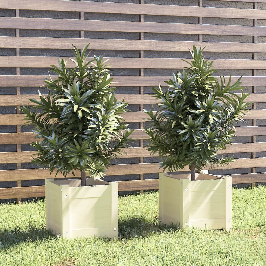 vidaXL Garden Planters 2 pcs White 12.2"x12.2"x12.2" Solid Wood Pine