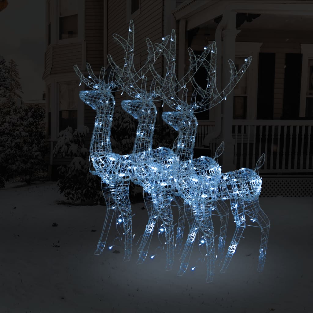 vidaXL Acrylic Reindeer Christmas Decorations 3 pcs 47.2" Cold White